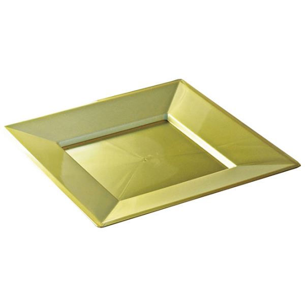 assiette carrée plastique or prestige (24 cm) x 12