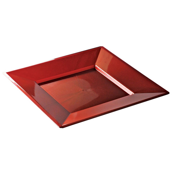 assiette carrée plastique rouge carmin prestige (24 cm) x 12