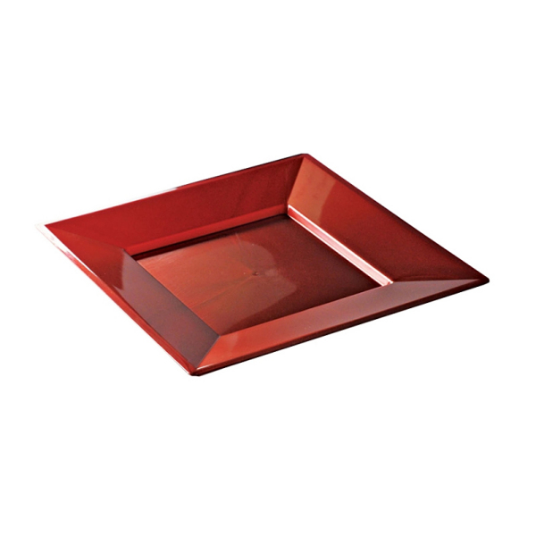 assiette carrée plastique rouge carmin prestige (18 cm) x 12