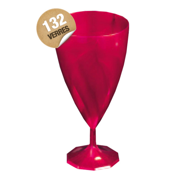 verre cristal à eau jetable design rose magenta x 132