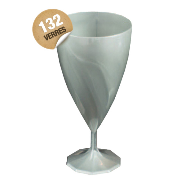 verre cristal à eau jetables design argent x 132