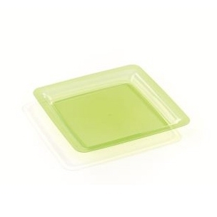  	200 assiettes en plastique rigide carré vert anis 23 cm