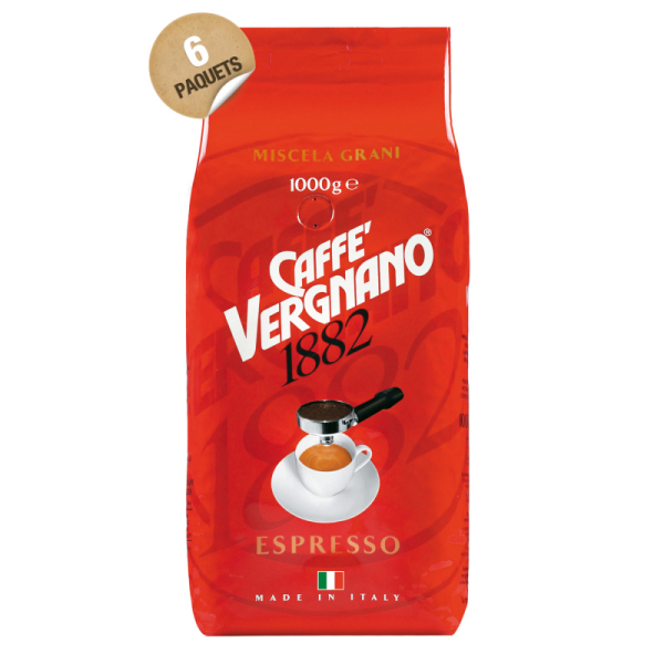 café en grain italien espresso caffè vergnano - 6 x 1 kg