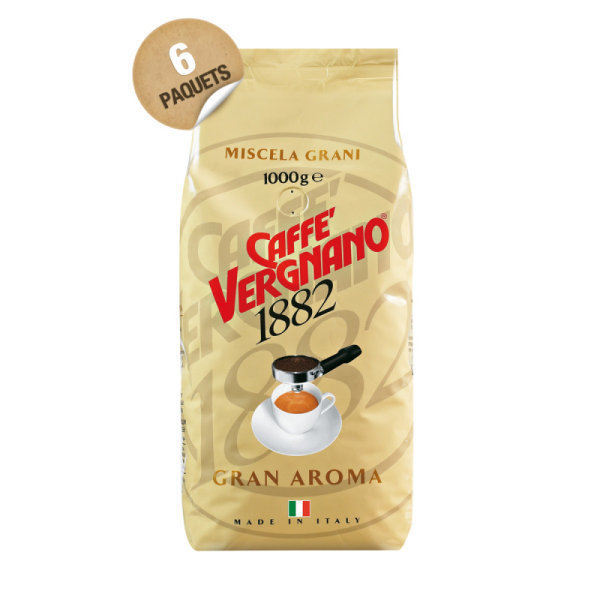 café gran aroma  en grain italien caffè vergnano - 6 x 1 kg