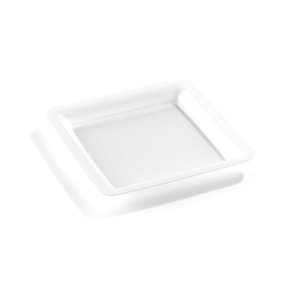 20 assiettes en plastique rigide carré blanc 18 cm
