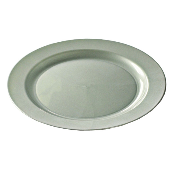 assiette ronde en plastique rigide argent (24 cm) x 12