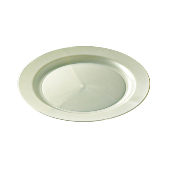 assiette ronde en plastique rigide blanc nacré (19 cm) x 12