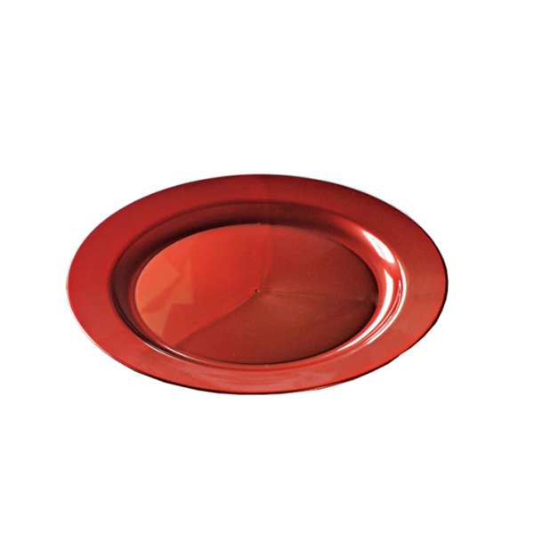assiette ronde en plastique rigide rouge carmin (19 cm) x 12