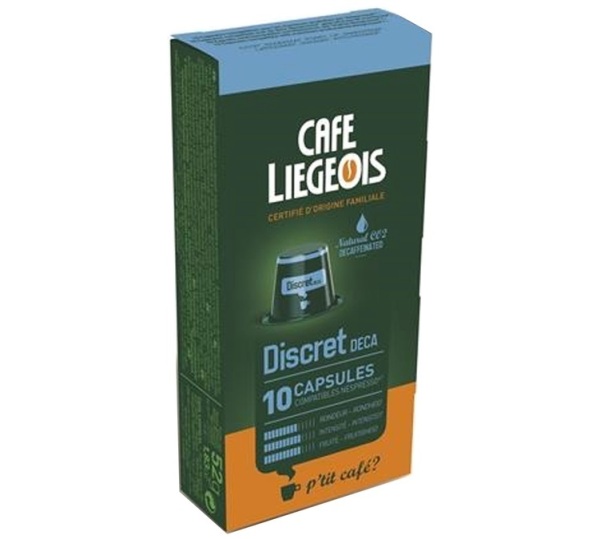 10 capsules compatible nespresso® discret décaféiné- café liegeois