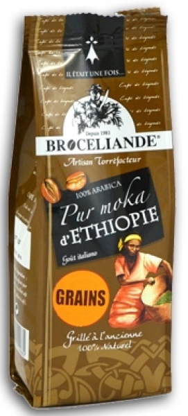 café en grain moka d'ethiopie 100% arabica brocéliande - 250g