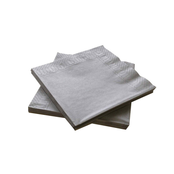 20 serviettes 3 plis papier micro gaufré métallisé argent 33 cm