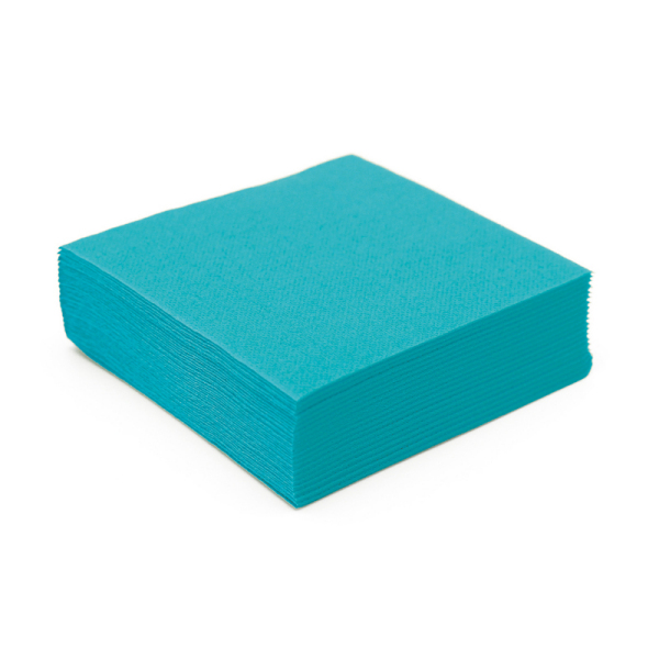 serviette cocktail papier micro gaufrée turquoise (25 cm) x 50