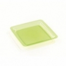 200 assiettes en plastique rigide carré vert anis 18 cm