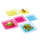 20 assiettes en plastique rigide carré vert anis 18 cm
