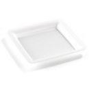 20 assiettes en plastique rigide carré blanc 23 cm