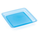 20 assiettes en plastique rigide carré turquoise 23 cm