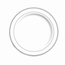 20 assiettes en plastique rigide blanc liseré argent 23 cm