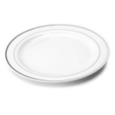 20 assiettes en plastique rigide blanc liseré argent 26 cm